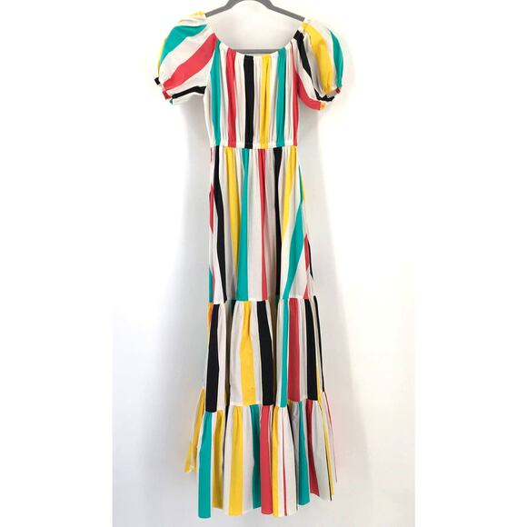 Caroline Constas Bardot Off Shoulder Striped Voile Maxi Dress - Picture 5 of 7